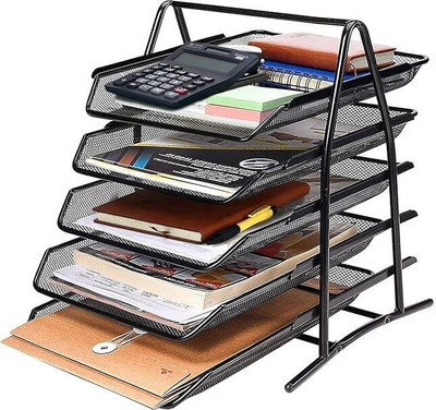 KARTASYA 5 Compartments METAL DESK ORGANISER(Black)