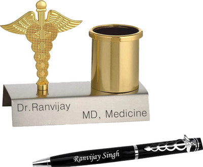Savri 1 Compartments STEEL Pen Stand(GOLDEN)