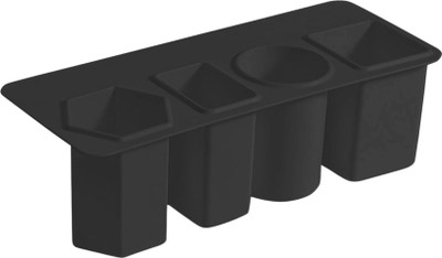 Aryamurti 4 Compartments ABS Plastic Desktop Pen Holder(Black)