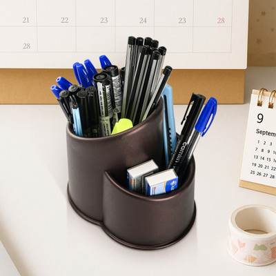 KUBER INDUSTRIES 1 Compartments Plastic Desk Organizers(Black)