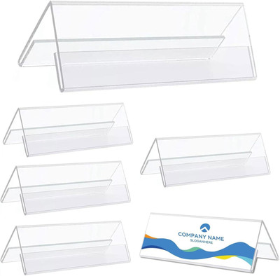 Ferauax 10 Compartments Acrylic Table name plate for office desk (10 Inch Width X 2.25 Inch Height)(Transparent)