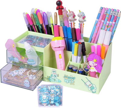 venimall 9 Compartments Plastic Desk Drawer Organizer(Multicolor)