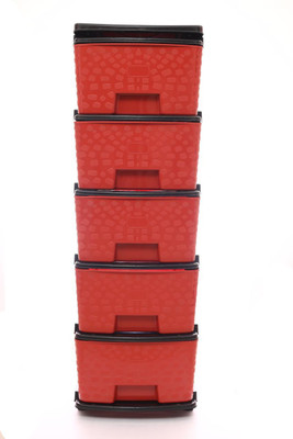 Nejadhari 5 Compartments Plastic Multi-Functional Storage Drawer Cabinet Storage Organizer with Drawers(Red)