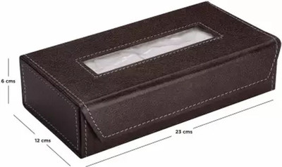 CGC 1 Compartments Paper Bord, artificial Leather, Magnet Button Tissue Holder Box For Office, Home, Car And Any Vehicle Tissue Dispenser(Brown)