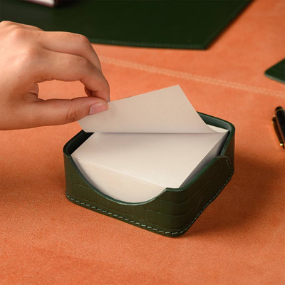 Three Sixty 1 Compartments Leather Memo Holder(Green)