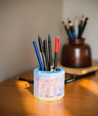 Nisa World 1 Compartments Cement, Plastic Pen Stand(Multicolor)