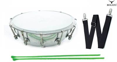 BOGATO™ Steel Dhol, Steel Drum, Steel Dhol Tasha Drum with Stick, Steel Dholak [12 inch] Nut & Bolts Dholak