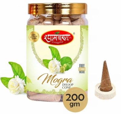 shyamcharan Dhoop Cones,Non Charcoal, Bamboo Less Incense Cones, 1 Packs of 140Cones (Mogra) Jasmine, Floral Dhoop