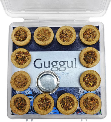 Shubhanjali Natural Sambrani Dhoopam Loban Guggul Cups with Stand 36 Pcs for Puja Item Hawan Guggul Dhoop(Pack of 36)