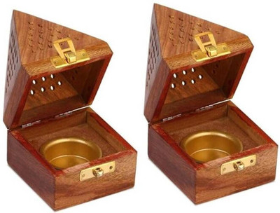 Lyticx Dhoop Burner Stand Wooden Incense Ash Catcher/Incense Dhoop Guggul Dhoop(Pack of 2)