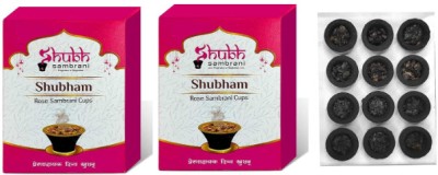 Rudra Pack of 2 (12 Pcs Dhoop Cup Per Box) Shubham Rose Sambrani Dhuna Dhoop Cup Rose Dhoop(Pack of 2)