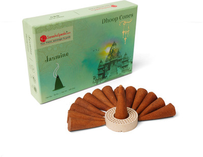 GaneshaSpeaks Natural Jasmine Dhoop Cones - 50 Pieces(Pack of 1) - Jasmine Dhoop