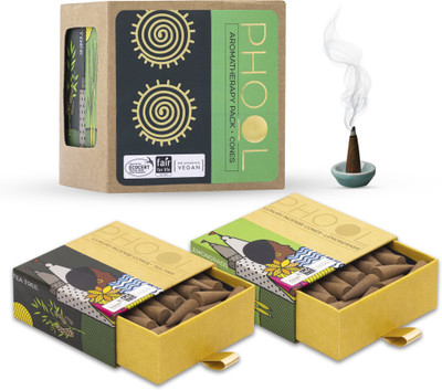 Phool Aromatherapy Lemongrass & Tea Tree Dhoop Combo | Natural Aromatherapy Cone Dhoop(Pack of 2)