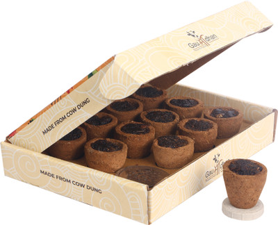 Airofine Fragrance Cow Dung Organic Hawan Dhoop Cups/Sambrani Dhoop Cups (12 Pcs) for Pooja --AIFR Guggul, Rose, Tulsi, Neem, Sandal Dhoop