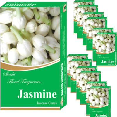 SHASHI Jasmine Dhoop/Incense Cone Pack 12 Exotic Floral Aroma For Pooja,Home Fragrance Jasmine Dhoop(Pack of 12)