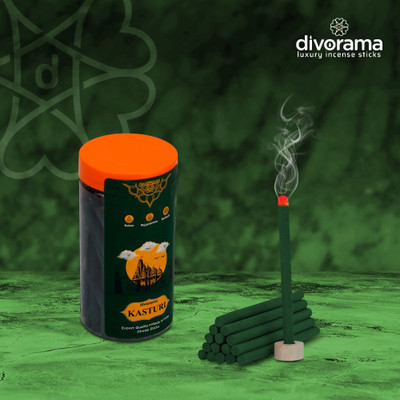 DivoRama Kasturi Dhoop Sticks/Musk Dhup Batti with Dhoop Holder - Pack of 1 Jarx100Gm Musk Dhoop