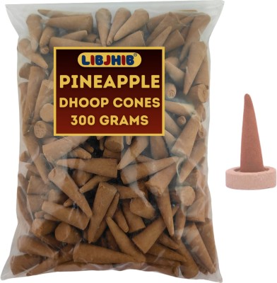 LIBJHIB Pineapple Luxury Dhoop Cones 300 Grams Jumbo Pack - No Bamboo & No Charcoal Dhoop