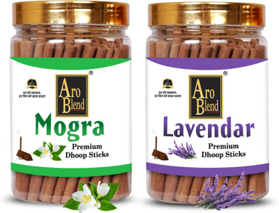Aroblend Premium Mogra & Lavender Dry Dhoop Incense Stick (100gms×2=200 Gram) Jar | Jasmine, Lavender Dhoop(Pack of 2)