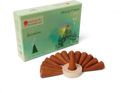 GaneshaSpeaks Natural Jasmine Dhoop Cones - 50 Pieces(Pack of 1) - Jasmine Dhoop