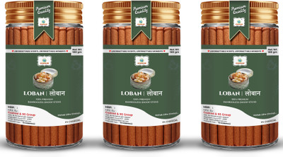 GODSUN Premium Loban Dry Dhoop Sticks Jar (3×100)300gm. No Bamboo No Charcoal Dhoop Dhoop(Pack of 3)