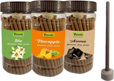 vidhan Dhoop Sticks Premium Jar 3x100Gm | No Bamboo| Dhoop Stick | LILY PINEAPPLE AROMA Lily, Fruit, Blossom Dhoop(Pack of 3)