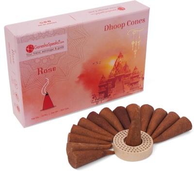 GaneshaSpeaks Natural Rose Dhoop Cones - 50 Pieces(Pack of 1) - Rose Dhoop
