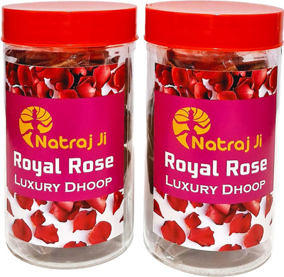 NATRAJji Luxury Royal Rose Fragrance Dry Dhoop Cone for Pooja (2 X 100 Gms) I Jar Pack Rose Dhoop(Pack of 2)