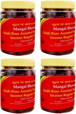 mangalbhavan.in Rose Dhoop Cone Natural Incense Cones Charcoal Free Pack 4 200gm each Rose Dhoop(Pack of 4)