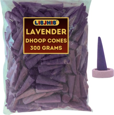 LIBJHIB Lavender Luxury Dhoop Cones 300 Grams Jumbo Pack - No Bamboo & No Charcoal Dhoop