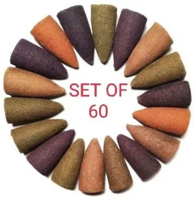 Bullcraft Backflow Incense Cones Pack of 60 pcs Back Flow Smoke Cone for backflow Burner Dhoop(Pack of 60)