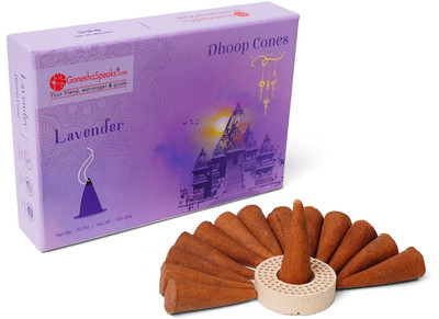 GaneshaSpeaks Natural Dhoop Cones - 50 Pieces(Pack of 1) - Lavender Dhoop