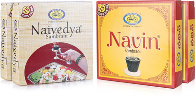 Cycle Om Shanthi Combo - Naivedya & Navin Sambrani (15 Cups) Guggul Dhoop(Pack of 4)