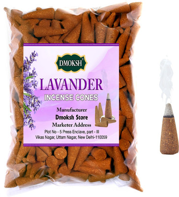 DMOKSH Trendy Lavender Dhoop Cones fragrance Incense sticks for Puja item 100g, 51 pc Lavender Dhoop