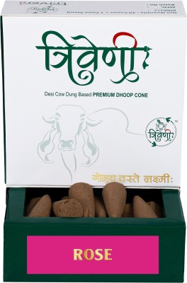 Triveni Cone Dhoop For Pooja (30 Pieces) with 1 Holder Back Flow Dhoop Cone Dhoop