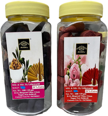 aviraj Incense Cone Dhup For Pooja 110 Gram Loban Sambrani Fragrance Combo Rose, NA Dhoop(Pack of 2)