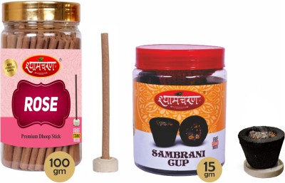 shyamcharan Premium Dhoop Sticks with Sambrani Cups - Enhance Spirituality Rose Rose Dhoop(Pack of 2)