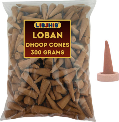 LIBJHIB Loban Luxury Dhoop Cones 300 Grams Jumbo Pack - No Bamboo & No Charcoal Dhoop