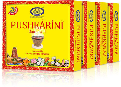 Cycle Pushkarini Cup Sambrani made with Sacred Temple Flowers for Daily Puja (12 Cups) Guggul, Floral Dhoop(Pack of 4)