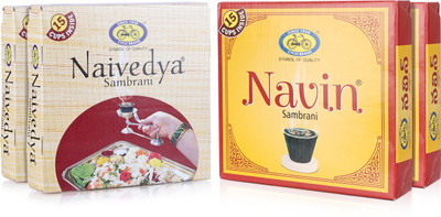 Cycle Pure Om Shanthi Naivedya + Navin Sambrani Cups | 60 Pcs, 15N per pack Guggul Dhoop(Pack of 4)