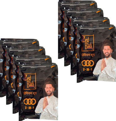 Swagaura Zed Black 3-in-1 Dhoop Zipper Pack | 3 Premium Fragrances for Pooja & Home Floral Dhoop(Pack of 8)