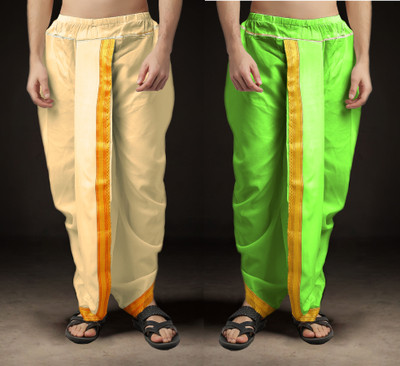 Spewim Men Ready-to-Wear Dhoti Ethnic Wear for Festivals & Weddings Free Size, Beige Solid Men Dhoti