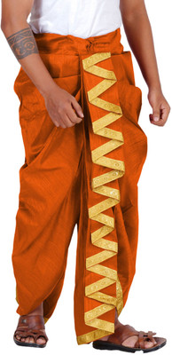 Prakasam Cotton Ready Dhoti With Zig Zag Border Self Design Men Dhoti