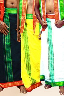 Chillx Men's Traditional Cotton Padayappa Dhoti(Pack of 3) Solid Men Dhoti