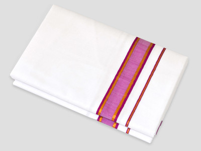 TUNI MANI Men's Polycotton Fancy Zari Border Dhoti/ Length-2.0meter Single Printed Men Dhoti