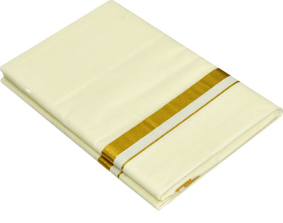 TUNI MANI 2.0meter / 3/4inch Gold Jari Single Dhoti Solid Men Dhoti