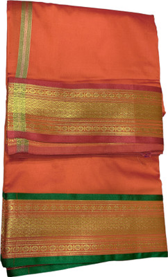 RAMESHWARAM FABRICS Unstitched Silk Dhoti with Angwastram , Dhoti 4.0 Mtr Angwastra 2.0 Mtr Woven Men Dhoti