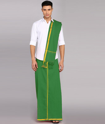 Feather Green Fancy Dhoti Solid Men Dhoti