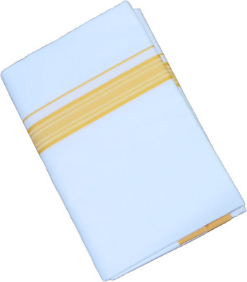ManoCotton Men Fancy Yellow Colour Border Dhoti With 2Mtr dhoti &1inch Border Solid Men Dhoti