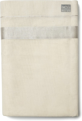 Chithra Fabrics Half White Kerala Special Kasavu Dhoti with One Inch Silver Border Self Design Men Dhoti