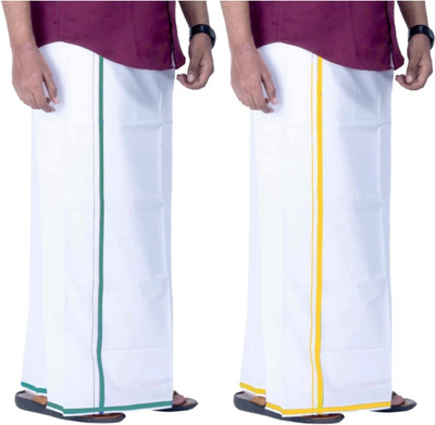 JUPALAW TRENDY & TRADITIONAL COTTON dhoti/LUNGI (PACK OF 2) Solid, Striped Men Dhoti